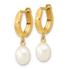 Gold FWC Pearl Dangle Hoop Earrings