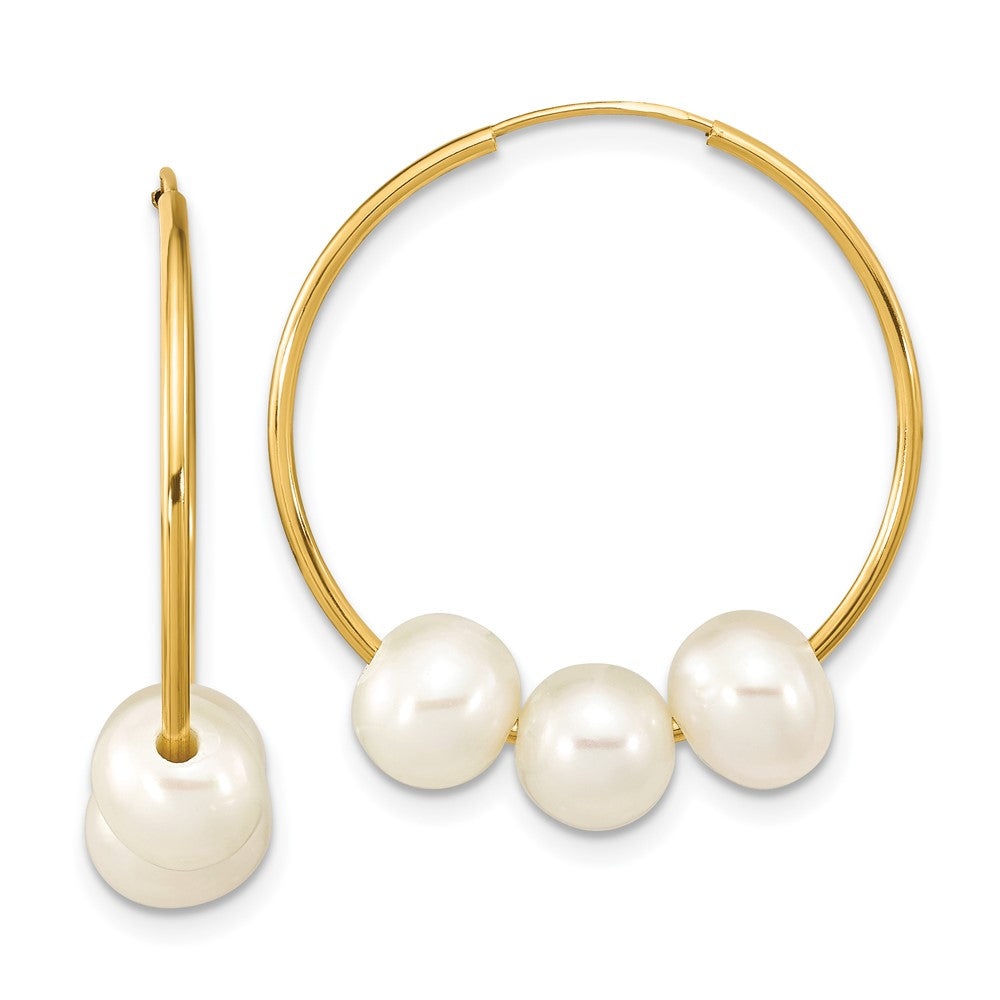 Gold FWC Pearl Hoop Earrings