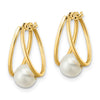 14k Polished 6-7mm Round White Freshwater Cultured Pearl Hoop Earrings