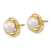 14k 6-7mm White Round Akoya Saltwater Cultured Pearl Love Knot Post Earrings
