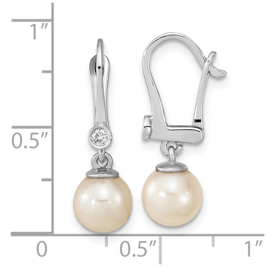 Gold Pearl and Diamond Dangle Earrings