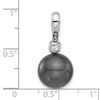 14k White Gold 11-12mm Black Round Tahitian Saltwater Cultured Pearl and .05 Carat Diamond Pendant