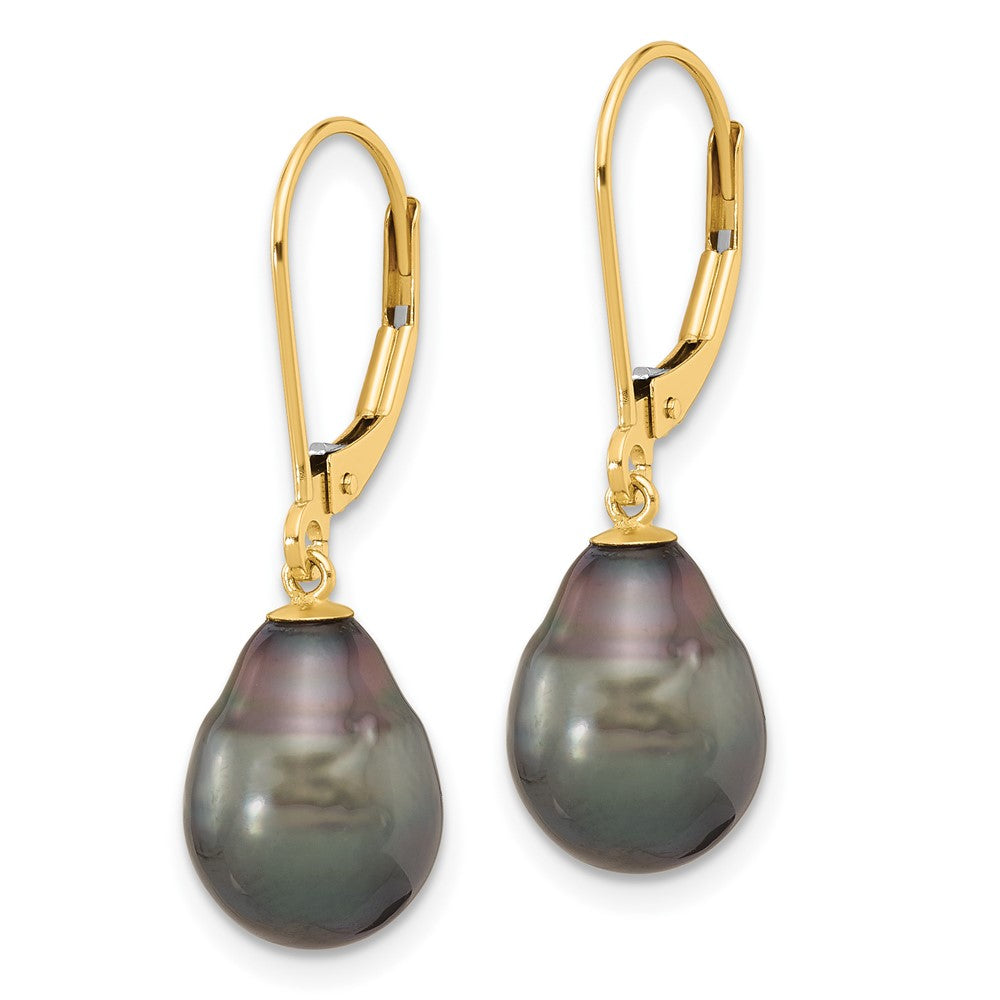 Gold Tahitian Pearl Leverback Earrings