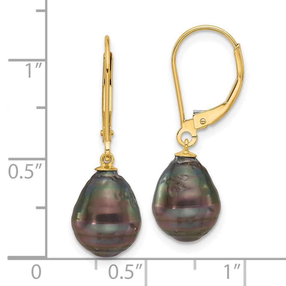 Gold Tahitian Pearl Leverback Earrings