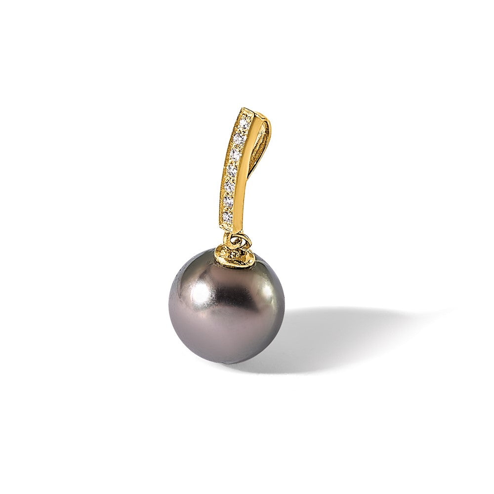 Gold Tahitian Cultured Pearl with Diamond Pendant