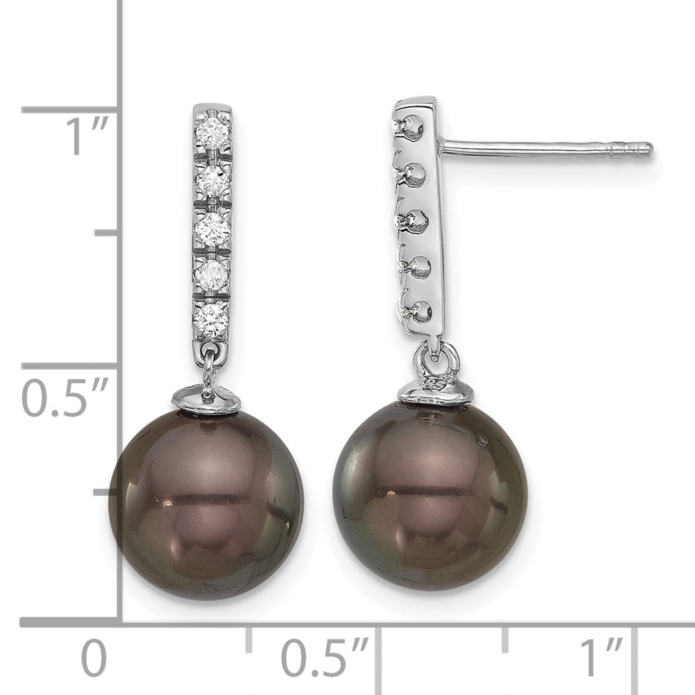 Gold Tahitian Saltwater Cultured Pearl with Diamond Earrings