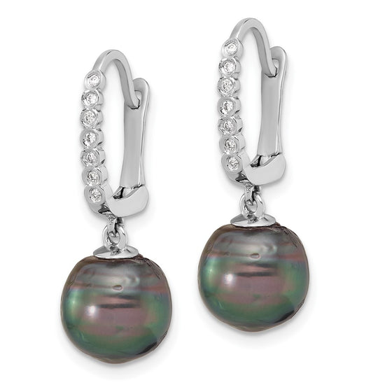 Gold Tahitian Saltwater Pearl with Diamond Earrings