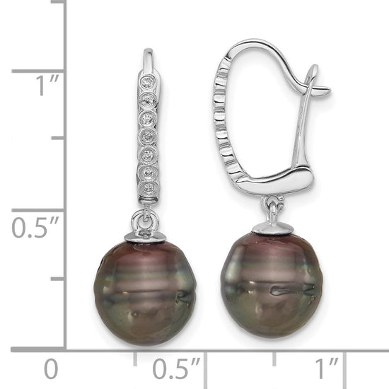 Gold Tahitian Saltwater Pearl with Diamond Earrings