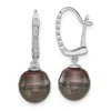 Gold Tahitian Saltwater Pearl with Diamond Earrings