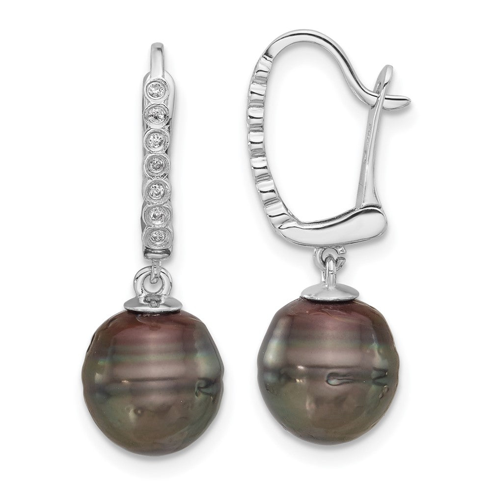 Gold Tahitian Saltwater Pearl with Diamond Earrings