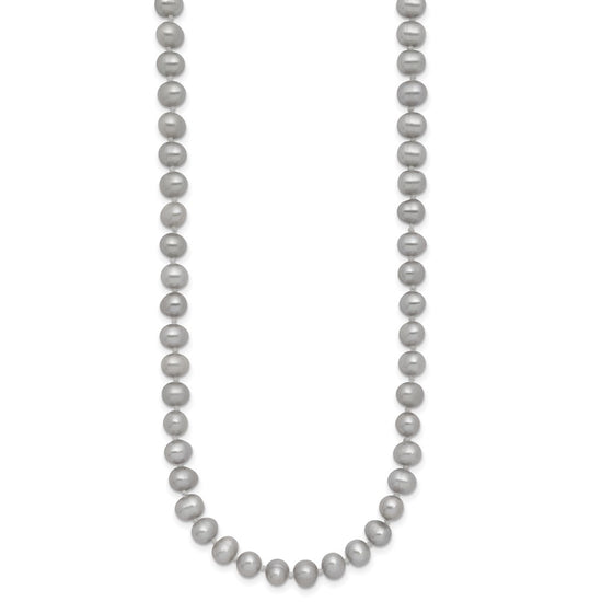 14K Near Round Grey FWC Pearl 18in Necklaces