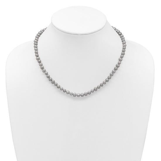 14K Near Round Grey FWC Pearl 18in Necklaces