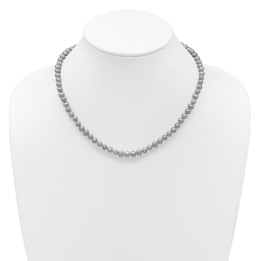 14K Near Round Grey FWC Pearl 18in Necklaces
