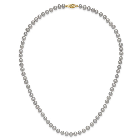 14K Near Round Grey FWC Pearl 18in Necklaces