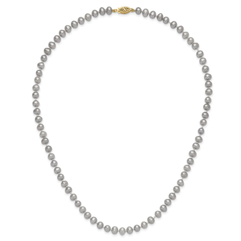 14K Near Round Grey FWC Pearl 18in Necklaces