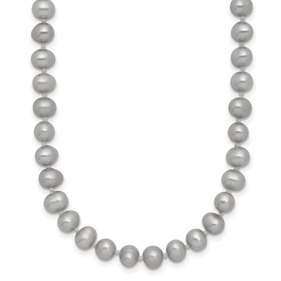 14K Near Round Grey FWC Pearl 18in Necklaces