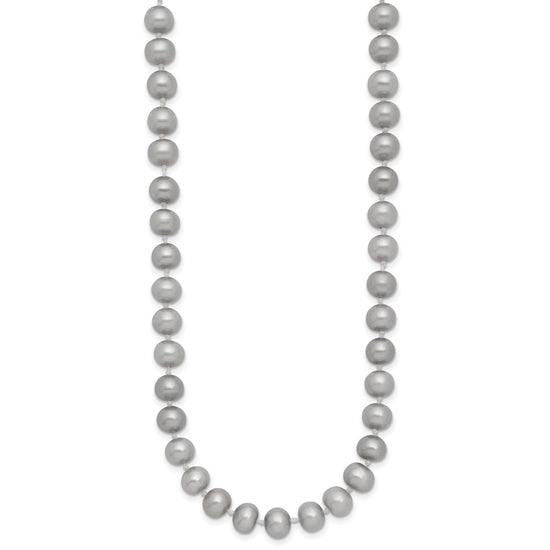 14K Near Round Grey FWC Pearl 18in Necklaces