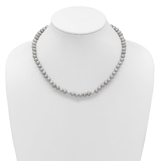 14K Near Round Grey FWC Pearl 18in Necklaces
