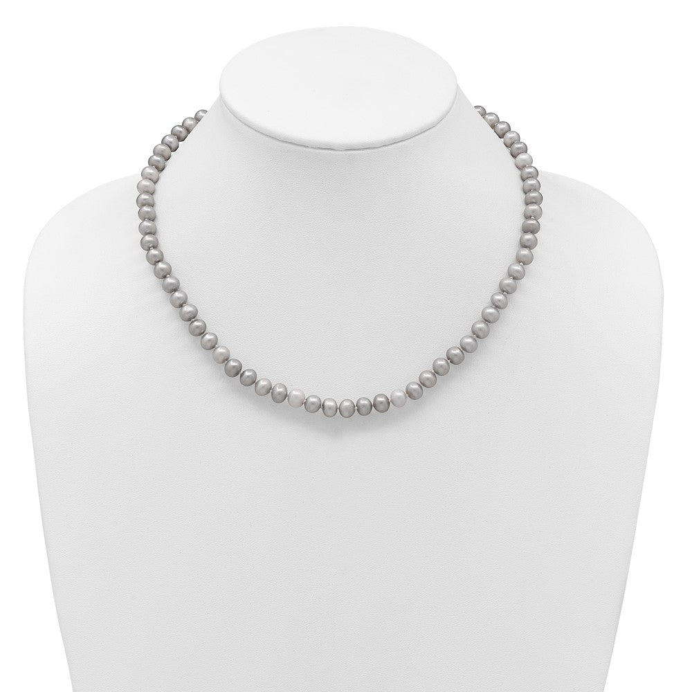 14K Near Round Grey FWC Pearl 18in Necklaces