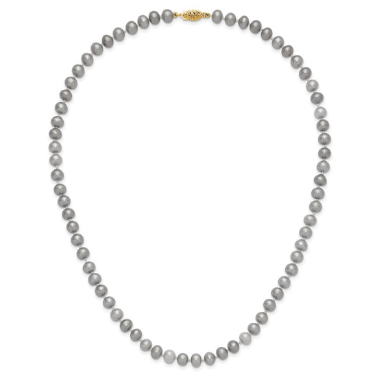 14K Near Round Grey FWC Pearl 18in Necklaces