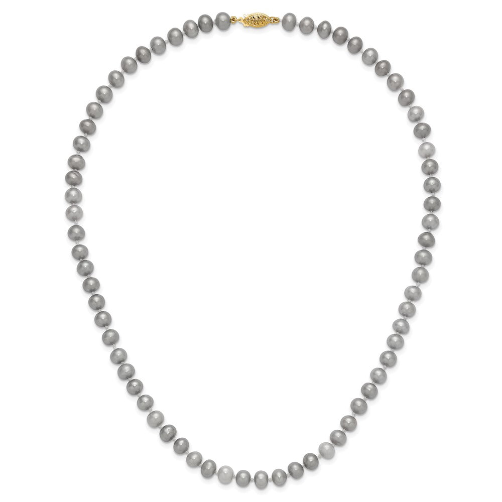 14K Near Round Grey FWC Pearl 18in Necklaces