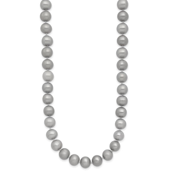 14k 7-8mm Grey Near-Round Freshwater Cultured Pearl 18 inch Necklace