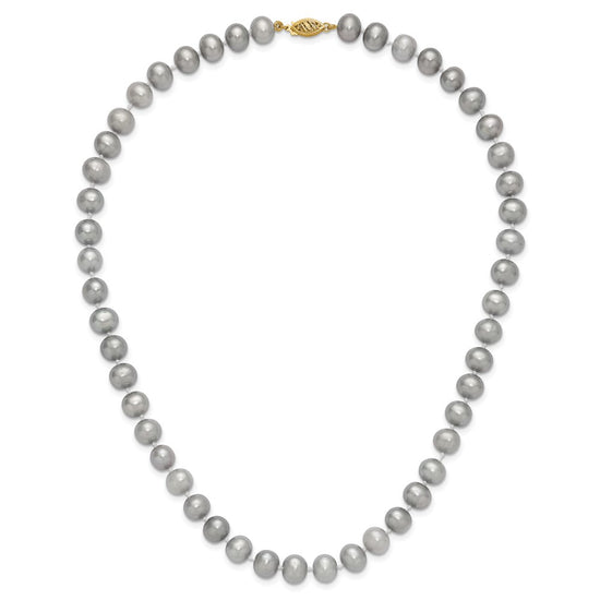 14K Near Round Grey FWC Pearl 18in Necklaces