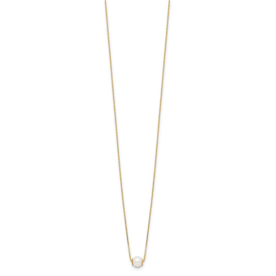14k 4-5mm White Round Freshwater Cultured Pearl 18 inch Necklace