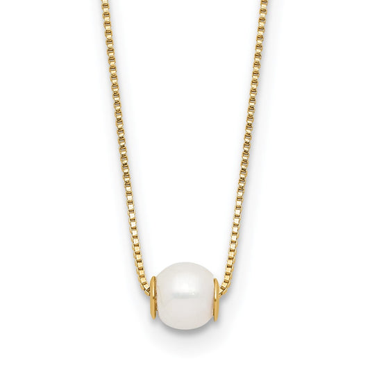 Gold Freshwater Cultured White Pearl Necklace
