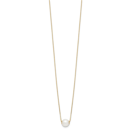 14k 7-8mm White Round Freshwater Cultured Pearl 18 inch Necklace