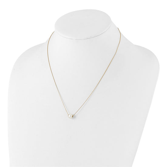 14k 7-8mm White Round Freshwater Cultured Pearl 18 inch Necklace