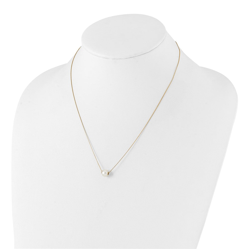 14k 7-8mm White Round Freshwater Cultured Pearl 18 inch Necklace