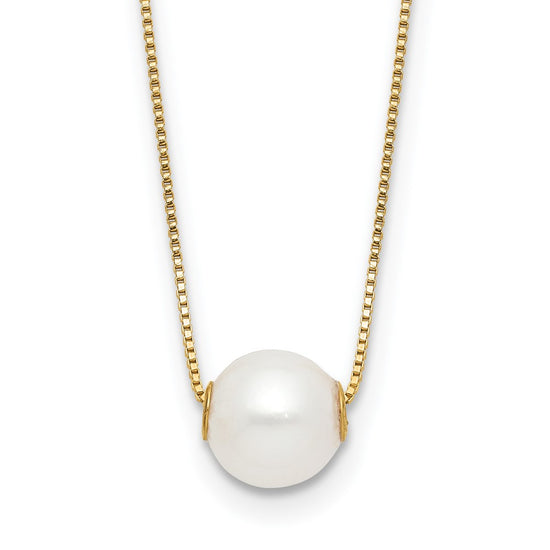 14k 7-8mm White Round Freshwater Cultured Pearl 18 inch Necklace
