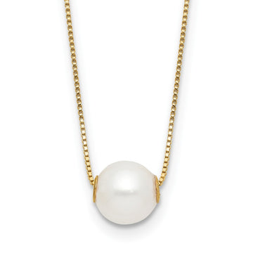 14k 7-8mm White Round Freshwater Cultured Pearl 18 inch Necklace