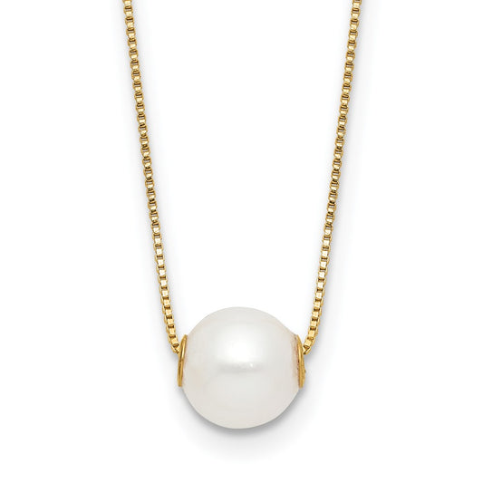 Gold Freshwater Cultured White Pearl Necklace