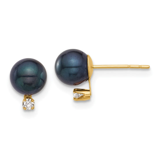 Saltwater Akoya Pearl & Diamond Post Earrings