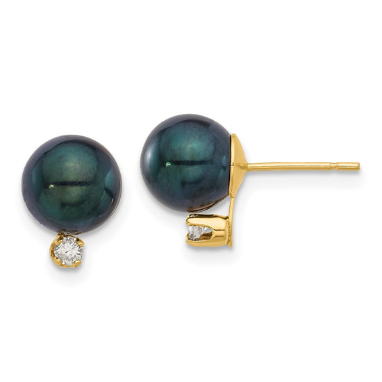 Saltwater Akoya Pearl & Diamond Post Earrings