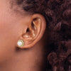 7-8mm Button Freshwater Cultured Pearl and .28ct Dia Post Earrings