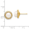 7-8mm Button Freshwater Cultured Pearl and .28ct Dia Post Earrings