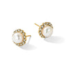 7-8mm Button Freshwater Cultured Pearl and .28ct Dia Post Earrings