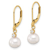 7-8mm FWC Pearl & Diamond Leverback Dangle Earrings