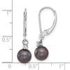 7-8mm FWC Pearl & Diamond Leverback Dangle Earrings
