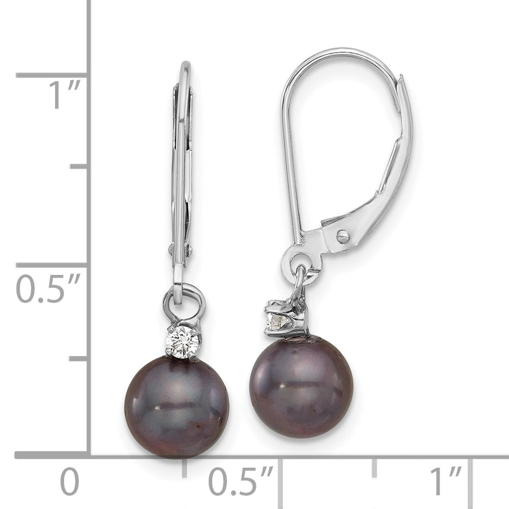 7-8mm FWC Pearl & Diamond Leverback Dangle Earrings