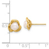 14K 4-5mm Round White FWC Pearl Flower Post Earrings