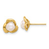 14K 4-5mm Round White FWC Pearl Flower Post Earrings