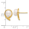14K 7-8mm Button White Freshwater Cultured Pearl Post Earrings