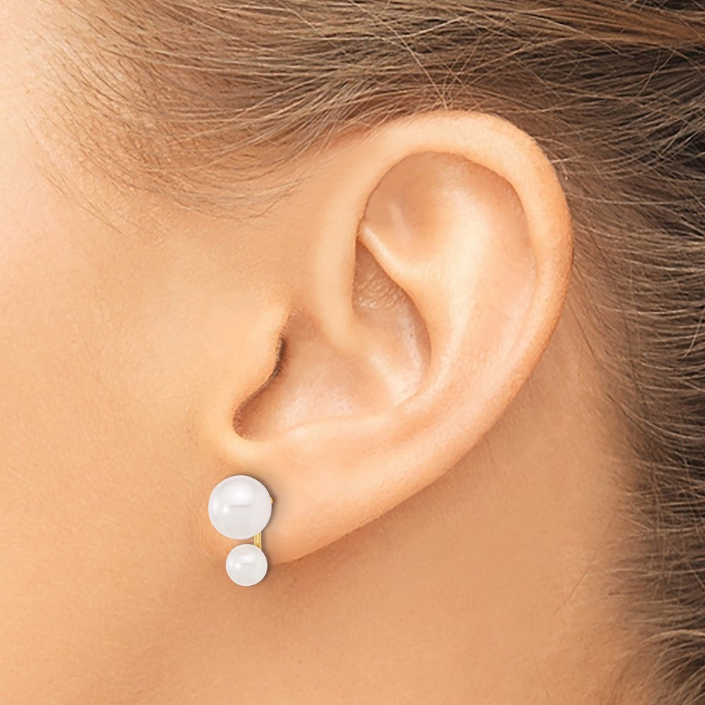 14k 4-5mm and 6-7mm White Round Akoya Saltwater Cultured Pearl Post Earrings