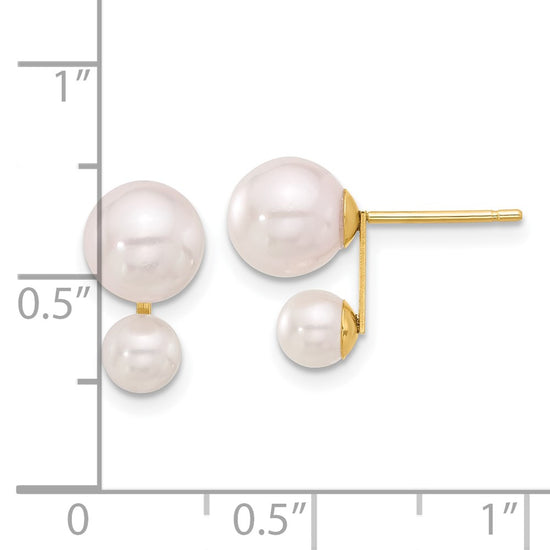 14k 4-5mm and 6-7mm White Round Akoya Saltwater Cultured Pearl Post Earrings