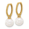 14k 7-8mm Black and White Freshwater Cultured Pearl Removable Dangle Hoop Earrings