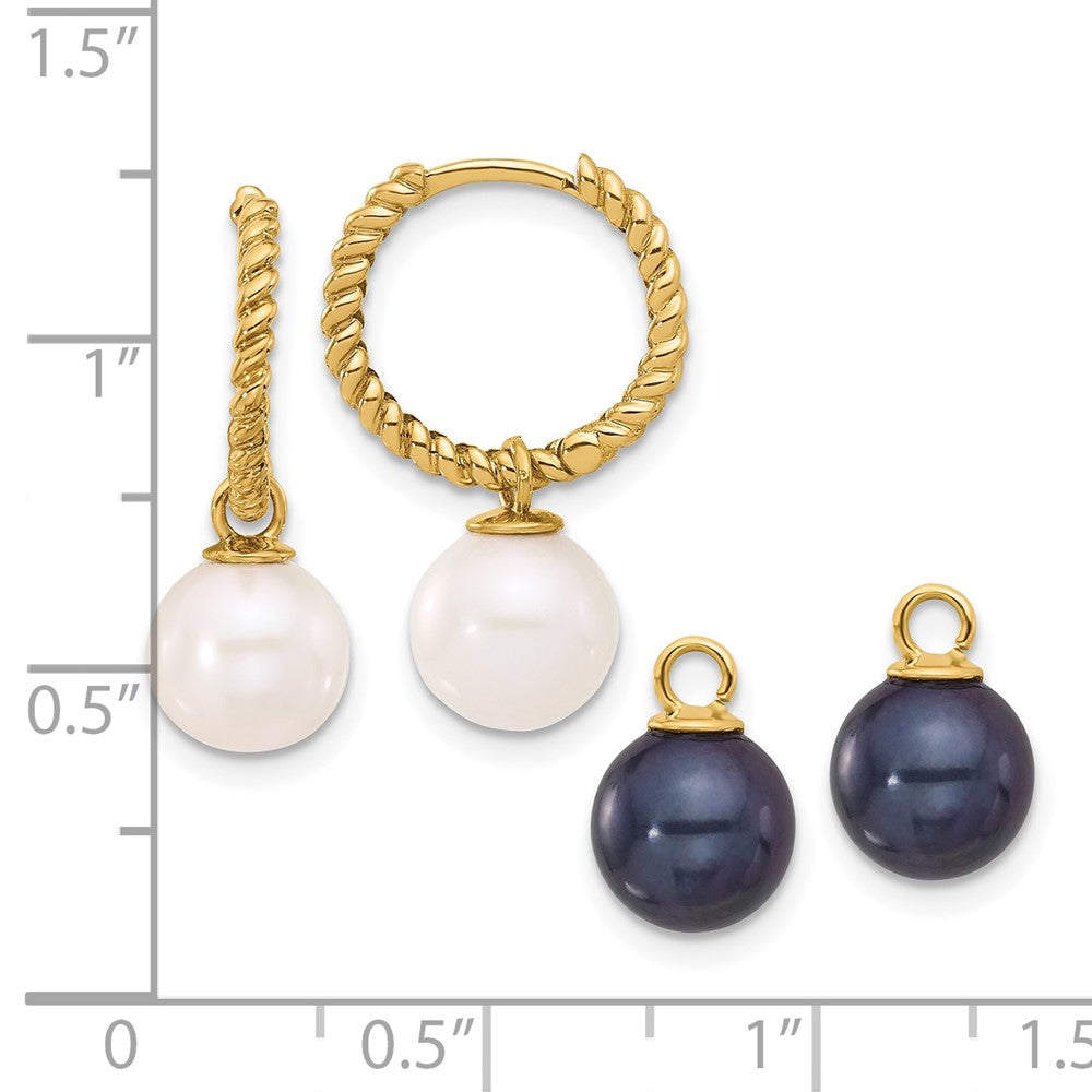 Gold FWC Pearl Dangle Hoop Earrings Sets
